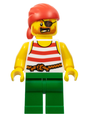 Pirate - Male, Red Bandana, White Shirt with Red Stripes, Green Legs, Eyepatch – ПИРАТИ