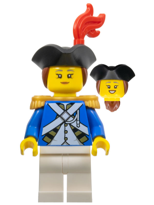 Imperial Soldier IV - Officer, Female, Black Tricorne, Reddish Brown Hair, Red Plume, Pearl Gold Epaulettes – ПИРАТИ