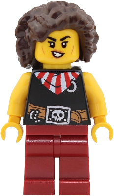Pirate - Female, Black Top with Red and White Striped Bandana, Dark Red Legs, Dark Brown Hair – ПИРАТИ