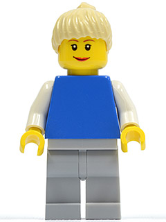 Plain Blue Torso with White Arms, Light Bluish Gray Legs, Tan Ponytail Hair – ГРАДСКИ
