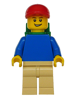 Plain Blue Torso with Blue Arms, Tan Legs, Red Short Bill Cap, Backpack – ГРАДСКИ