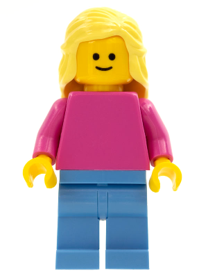 Plain Dark Pink Torso with Dark Pink Arms, Medium Blue Legs, Bright Light Yellow Female Hair Mid-Length – ИЗГРАЖДАНЕ НА ПО-ГОЛЯМО МИСЛЕНЕ