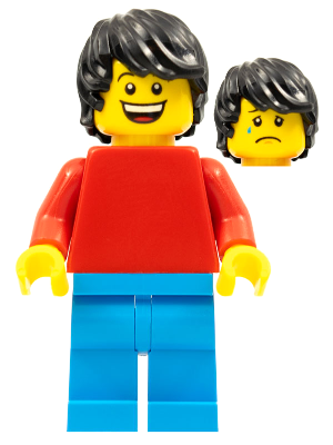 Plain Red Torso with Red Arms, Dark Azure Legs, Black Tousled Hair – ОБУЧИТЕЛНИ