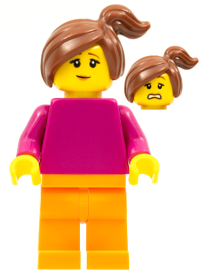Plain Magenta Torso with Magenta Arms, Orange Legs, Reddish Brown Side Ponytail – ОБУЧИТЕЛНИ