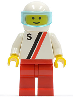'S' - White with Red / Black Stripe, Red Legs, White Helmet, Trans-Light Blue Visor – ГРАДСКИ
