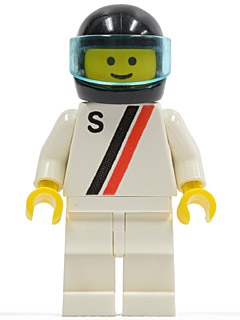 'S' - White with Red / Black Stripe, White Legs, Black Helmet, Trans-Light Blue Visor – ГРАДСКИ