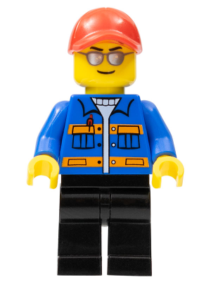 Race Marshal - Blue Jacket with Pockets and Orange Stripes, Black Legs, Red Cap with Hole, Silver Sunglasses – СКОРОСТНИ ШАМПИОНИ