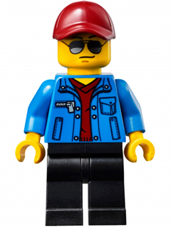 Race Official - Male, Blue Jacket over Dark Red V-Neck Sweater, Black Legs, Dark Red Cap with Hole, Sunglasses – СКОРОСТНИ ШАМПИОНИ
