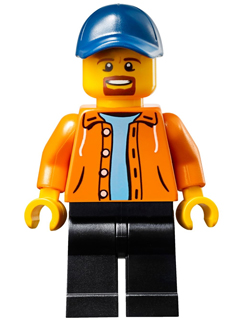 Race Official - Male, Orange Jacket Hoodie over Medium Blue Sweater, Black Legs, Dark Blue Cap with Hole, Goatee – СКОРОСТНИ ШАМПИОНИ