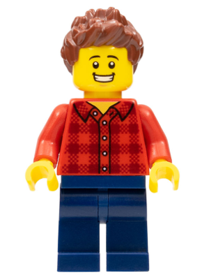 Race Fan - Male, Red Plaid Flannel Shirt, Dark Blue Legs, Reddish Brown Spiked Hair, Open Mouth Smile with Teeth – СКОРОСТНИ ШАМПИОНИ