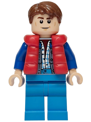 Marty McFly - Red Puffer Vest over Sand Blue Jacket, Blue Arms – СКОРОСТНИ ШАМПИОНИ