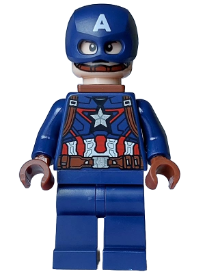 Captain America - Dark Blue Suit, Reddish Brown Hands, Helmet, Reddish Brown Neck Bracket – СУПЕР ГЕРОИ