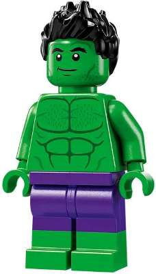 Hulk - Minifigure, Dark Purple Pants, Spiked Hair, Lopsided Grin / Angry – СУПЕР ГЕРОИ