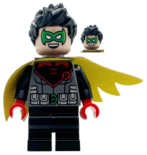 Robin - Green Mask, Red Hands, Black Medium Legs, Scalloped Asymmetrical Cape Black and Yellow Sides – СУПЕР ГЕРОИ