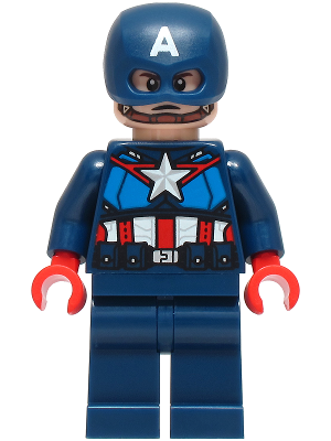 Captain America - Dark Blue Suit with Dark Blue Belt, Red Hands, Helmet – СУПЕР ГЕРОИ