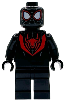 Spider-Man (Miles Morales) - Dark Bluish Gray Webbing on Head, Black Hands – СУПЕР ГЕРОИ
