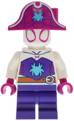Ghost-Spider (Gwen Stacy) - Dark Purple Medium Legs, Magenta Pirate Hat, Medium Azure Spider Logo, Dark Orange Belt – СУПЕР ГЕРОИ