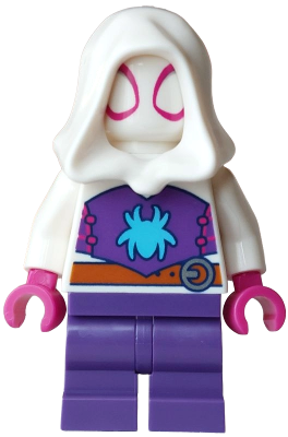Ghost-Spider (Gwen Stacy) - Dark Purple Medium Legs, White Hood, Medium Azure Spider Logo, Dark Oran – СУПЕР ГЕРОИ
