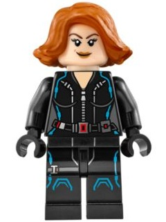 Black Widow - Black Jumpsuit, Dark Orange Short Hair, Printed Legs, Dark Azure Trim – СУПЕР ГЕРОИ