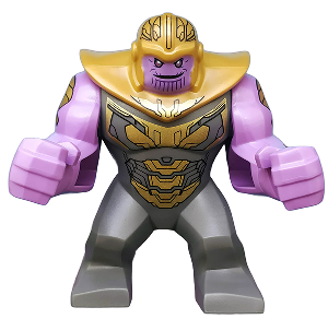 Thanos - Large Figure, Medium Lavender Arms Printed, Dark Bluish Gray Outfit with Gold Armor, Pearl Gold Helmet – СУПЕР ГЕРОИ