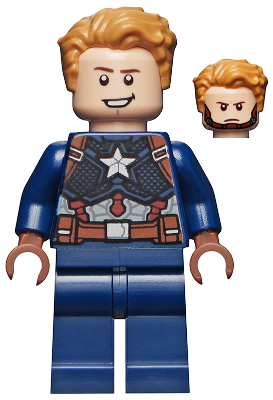 Captain America - Dark Blue Suit, Reddish Brown Hands, Hair, Dark Brown Eyebrows, Chin Strap – СУПЕР ГЕРОИ
