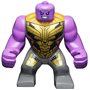 Thanos - Large Figure, Medium Lavender Arms Plain, Dark Bluish Gray Outfit with Gold Armor, Smile – СУПЕР ГЕРОИ