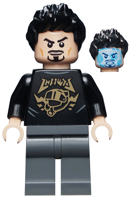 Tony Stark - Black Shirt with Gold Helmet – СУПЕР ГЕРОИ