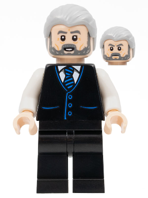 Alfred Pennyworth - Black Vest, Light Bluish Gray Hair, Dark Bluish Gray Beard – СУПЕР ГЕРОИ