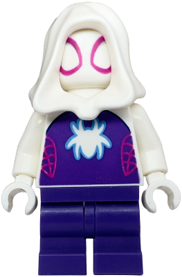 Ghost-Spider - Dark Purple Medium Legs, White Hood, White Spider Logo – СУПЕР ГЕРОИ