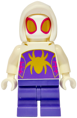 Ghost-Spider - Medium Legs, White Hood, Gold Spider Logo and Eyes – СУПЕР ГЕРОИ