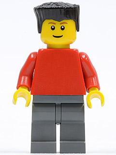 Plain Red Torso with Red Arms, Dark Bluish Gray Legs, Black Flat Top Hair (Soccer Player) – СПОРТ