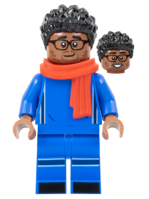 Soccer Spectator - Blue Soccer Uniform, Red Scarf, Black Hair, Glasses – СПОРТ