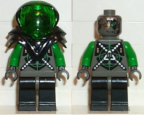 Insectoids Zotaxian Alien - Male, Gray and Green with Green Circuits and Silver Hoses, with Black Armor (Danny Longlegs / Corporal Steel) – КОСМОС
