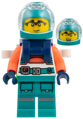 Astronaut - Dark Turquoise Helmet and Legs, Coral Arms, Dark Blue Backpack – КОСМОС