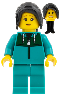 Astronaut - Female, Dark Brown Long Hair, Dark Turquoise Track Suit – КОСМОС