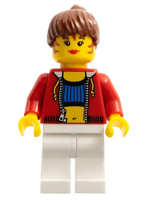 Female with Crop Top and Navel Pattern - LEGO Logo on Back, Reddish Brown Hair – СТУДИО