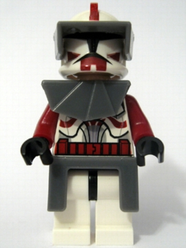 Clone Trooper Commander Fox, Coruscant Guard (Phase 1) - Dark Bluish Gray Visor, Pauldron, and Kama, Large Eyes (Undetermined Type) – СТАР УОРС