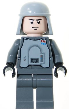 Imperial Officer with Battle Armor (Captain / Commandant / Commander) - Dark Bluish Gray Legs, Smirk – СТАР УОРС