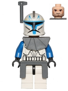 Clone Trooper Captain Rex, 501st Legion (Phase 1) - Dark Bluish Gray Rangefinder, Pauldron, and Kama, Large Eyes – СТАР УОРС