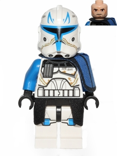 Clone Trooper Captain Rex, 501st Legion (Phase 2) - Blue Cloth Pauldron, Black Cloth Kama, Large Eyes – СТАР УОРС