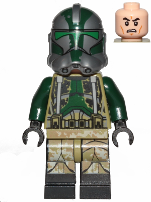 Clone Trooper Commander Gree, 41st Elite Corps (Phase 2) - Kashyyyk Camouflage, Dark Tan Markings on Legs, Scowl – СТАР УОРС