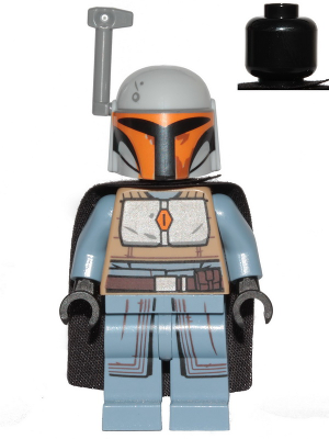 Mandalorian Tribe Warrior - Female, Black Cape, Light Bluish Gray Helmet with Antenna / Rangefinder – СТАР УОРС