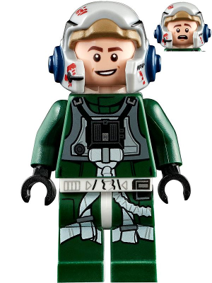 Rebel Pilot A-wing (Open Helmet, Dark Green Jumpsuit, Smile / Scared) (Arvel Crynyd) – СТАР УОРС
