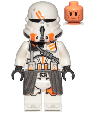 Clone Airborne Trooper, 212th Attack Battalion (Phase 2) - White Arms, Dirt Stains, Dark Bluish Gray Cloth Kama, Nougat Head – СТАР УОРС
