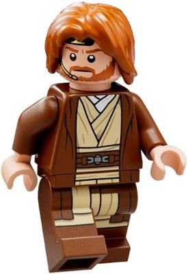 Obi-Wan Kenobi - Reddish Brown Robe, Dark Orange Mid-Length Tousled with Center Part Hair – СТАР УОРС