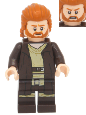 Obi-Wan Kenobi - Dark Brown Robe, Dark Orange Mid-Length Hair with Ruffled Back – СТАР УОРС