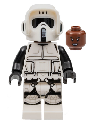 Imperial Scout Trooper - Female, Dual Molded Helmet, Reddish Brown Head, Open Mouth Smirk – СТАР УОРС