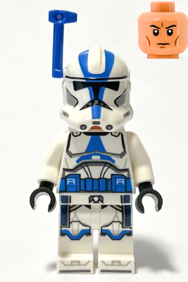 Clone Trooper Officer, 501st Legion (Phase 2) - White Arms, Blue Rangefinder, Nougat Head, Helmet with Holes – СТАР УОРС