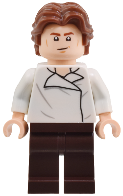 Han Solo - White Shirt with Wrinkles on Front and Back, Dark Brown Legs, Wavy Hair – СТАР УОРС