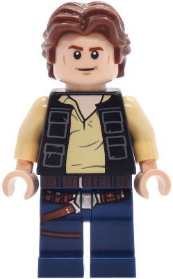 Han Solo - Black Vest with Pockets over Tan Shirt with Dark Bluish Gray Creases, Dark Blue Legs with Belts – СТАР УОРС
